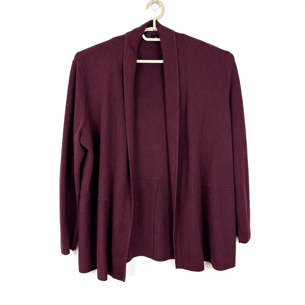 Talbots Wine Red Open Cardigan Sweater 1X cotton blend